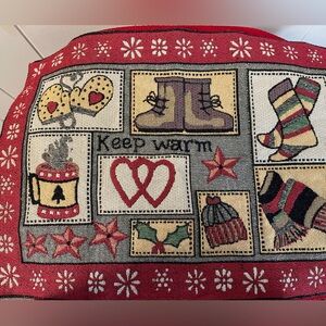 2 -Cozy Red Winter Tapestry Place Mats